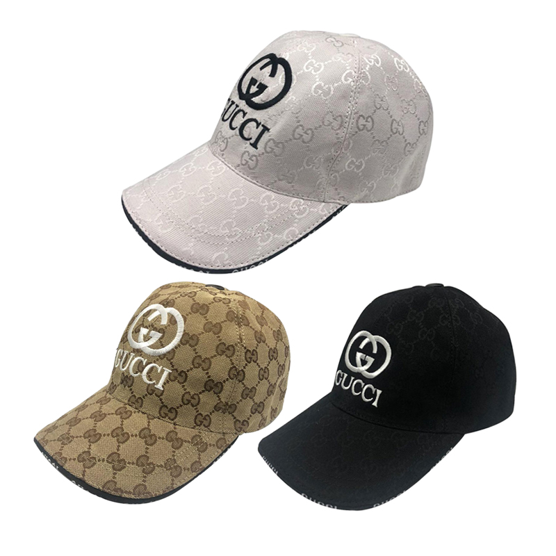 GUCCI(古馳) 徽標刺繡帆布棒球帽 3色