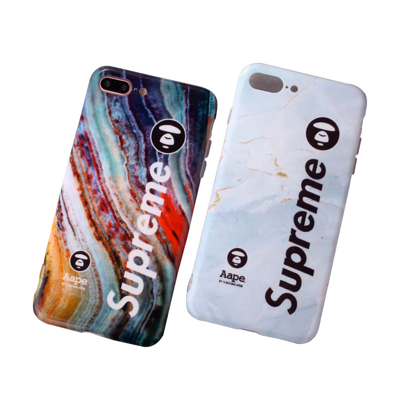 Supreme X Aape iPhone6/6s、6/6sPlus、7、7 Plus、8、8 Plus、X 、XS、XR Marble Pattern ケース 2色