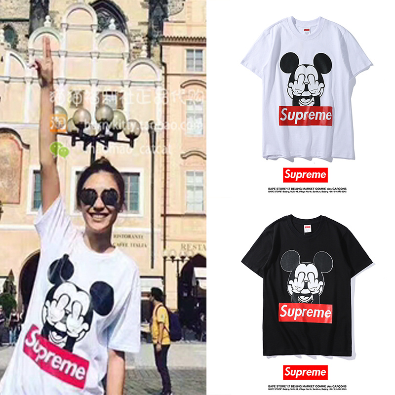 Supreme Mickey pattern Tシャツ 2色